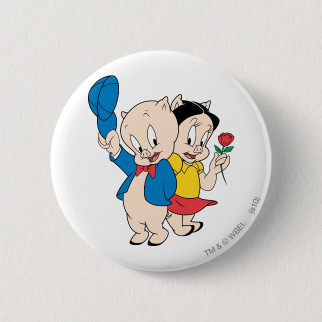 Badge Rond 5 Cm Porky Pig and Petunia (Devant)