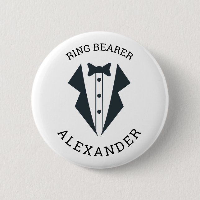 Badge Rond 5 Cm Porte-anneau personnalisé Tuxedo noir blanc (Devant)