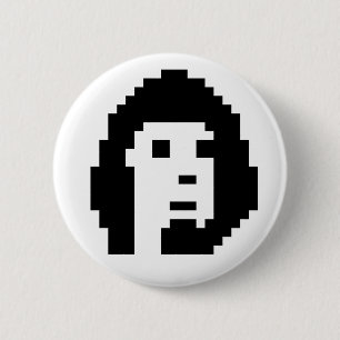 Badge Rond 5 Cm Porte - clé noir blanc cryptopunk #1
