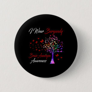 Badge Rond 5 Cm Porter Burgundy Cerveau Aneurysme Sensibilisation