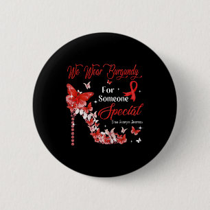 Badge Rond 5 Cm Porter Burgundy Papillons Cerveau Aneurie Sensibil