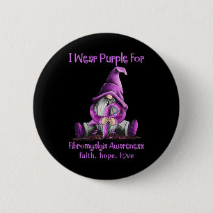 Badge Rond 5 Cm Porter des Gnomes violets Ruban Fibromyalgie Sensi