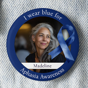 Badge Rond 5 Cm Porter du bleu pour la photo de sensibilisation à