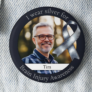 Badge Rond 5 Cm Porter du Silver pour une photo de sensibilisation