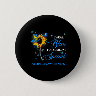 Badge Rond 5 Cm Porter le bleu pour l'Alopécie Sensibilisation Tou