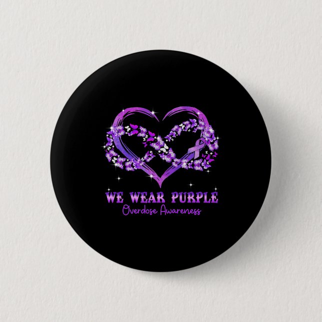 Badge Rond 5 Cm Porter le papillon pourpre Sensibilisation à l'ove (Devant)