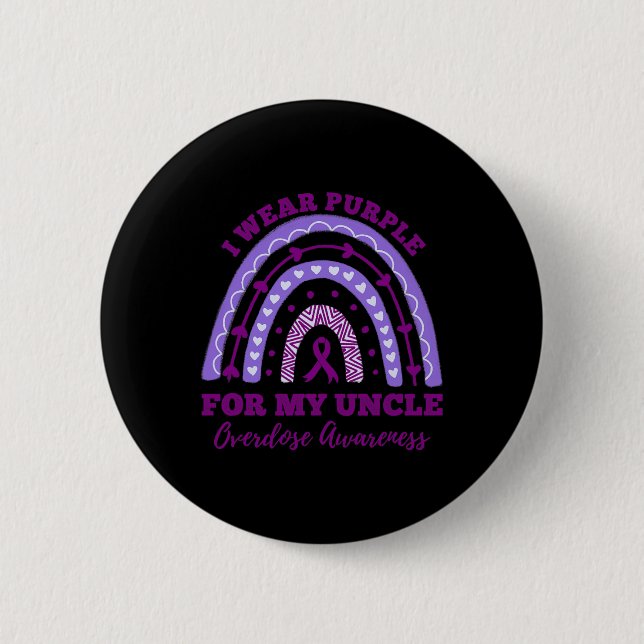 Badge Rond 5 Cm Porter le pourpre pour ma conscience de surdose on (Devant)