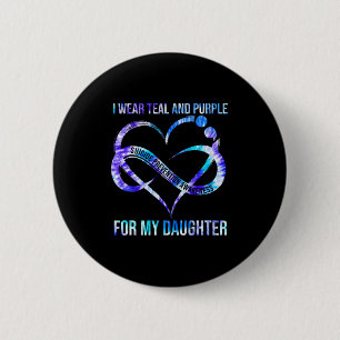 Badge Rond 5 Cm Porter le pourpre Turquoise pour la prévention du