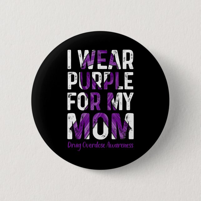 Badge Rond 5 Cm Porter le violet pour ma mère - Sensibilisation à  (Devant)