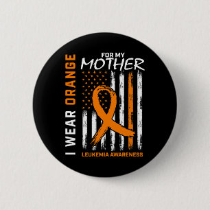 Badge Rond 5 Cm Porter Orange Mère Maman Leucémie Sensibilisation 