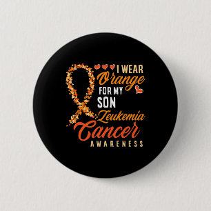 Badge Rond 5 Cm Porter Orange Pour Mon Fils Leucémie Cancer Sensib