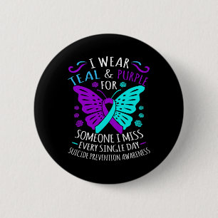 Badge Rond 5 Cm Porter Turquoise Et Violet Joyeux Suicide Sensibil