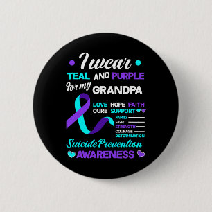 Badge Rond 5 Cm Porter Turquoise Et Violet Pour Mon Grand-Père Sui