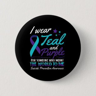 Badge Rond 5 Cm Porter Turquoise Et Violet Suicide Sensibilisation