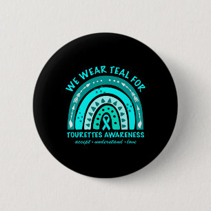 Badge Rond 5 Cm Porter Turquoise Tourette Syndrome Sensibilisation