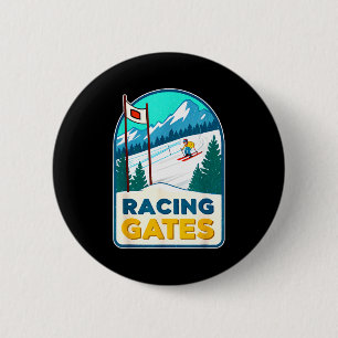Badge Rond 5 Cm Portes de course de ski de sports d'hiver compétit