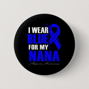 Badge Rond 5 Cm Portez Bleu pour ma plume Nana Alopecia