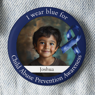 Badge Rond 5 Cm Portez du bleu pour la sensibilisation à la préven