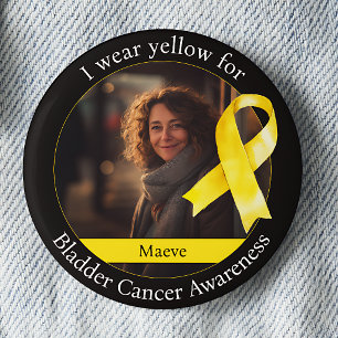 Badge Rond 5 Cm Portez du jaune pour la sensibilisation au cancer