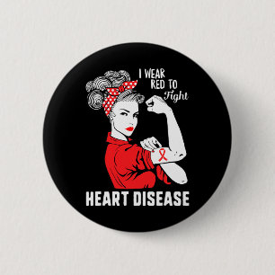 Badge Rond 5 Cm Portez du rouge pour combattre les maladies cardia