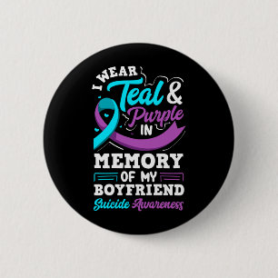 Badge Rond 5 Cm Portez du sarcelle et du violet en mémoire du peti