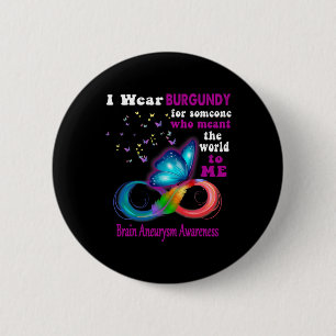 Badge Rond 5 Cm Portez la Bourgogne Cerveau Aneurie Sensibilisatio