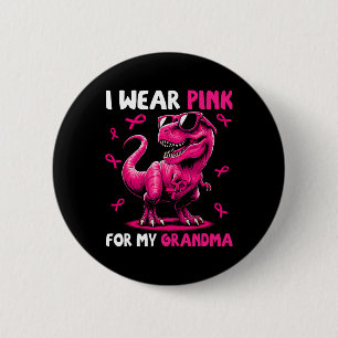 Badge Rond 5 Cm Portez Le Rose Pour Ma Grande-Mère T-rex Dinosaure