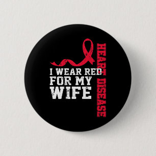 Badge Rond 5 Cm Portez le rouge pour ma femme Sensibilisation aux