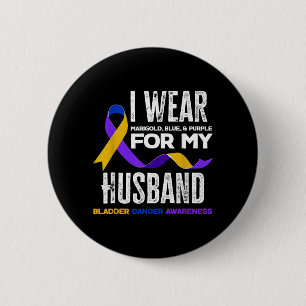Badge Rond 5 Cm Portez Marigold Bleu Violet pour la vessie de mari