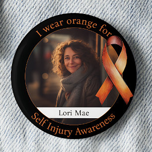 Badge Rond 5 Cm Portez Orange pour la photo de sensibilisation aux