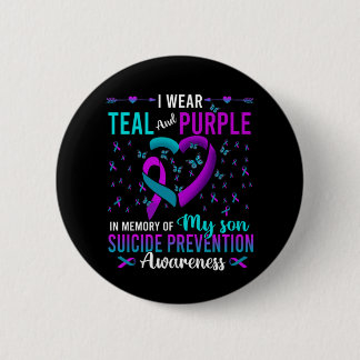 Badge Rond 5 Cm Portez sarcelle violet pour mon fils prévention du