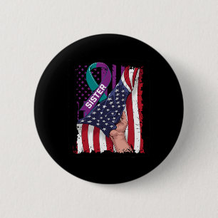 Badge Rond 5 Cm Portez Turquoise Et Violet Pour Ma Soeur Suicide