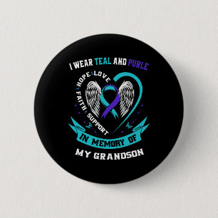 Badge Rond 5 Cm Portez Turquoise Et Violet Pour Mon Grand-Fils Sui