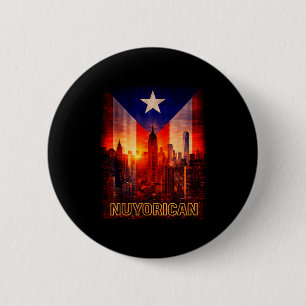 Badge Rond 5 Cm Portoricain de New York hommes femmes drapeau tain