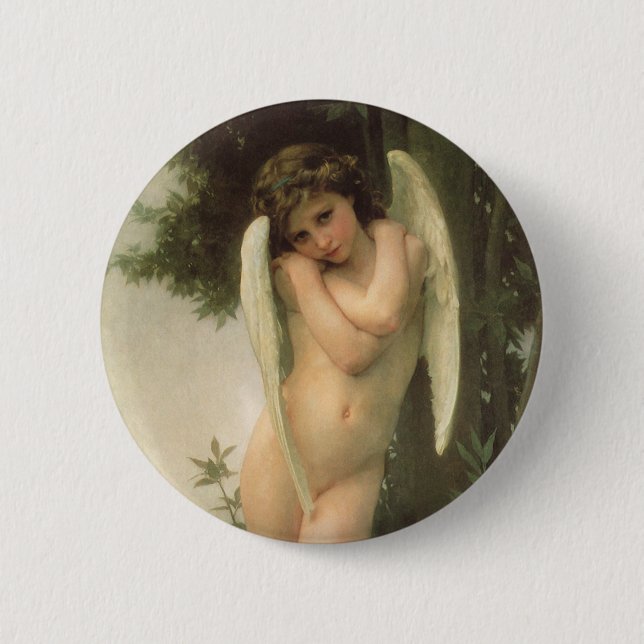 Badge Rond 5 Cm Portrait d'ange de Cupid (Cupidon) par Bouguereau (Devant)
