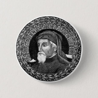 Badge Rond 5 Cm Portrait de bouton de Geoffrey Chaucer