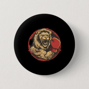 Badge Rond 5 Cm Portrait de boxeur lion motif faune kickboxing amo