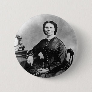 Badge Rond 5 Cm Portrait de Clara Barton ~ Vintage 1866 Photo