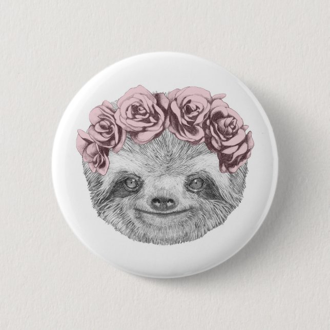 Badge Rond 5 Cm Portrait de guirlande principale florale de la (Devant)