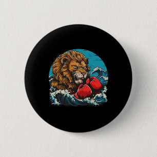 Badge Rond 5 Cm Portrait de Lion Boxeur Motif Faune Amateur de Kic
