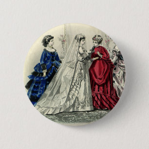 Badge Rond 5 Cm Portrait de mariage victorien vintage de la mariée