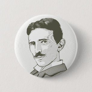 Badge Rond 5 Cm Portrait de Nikola Tesla