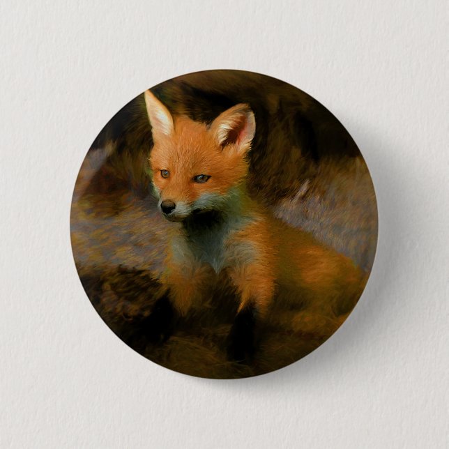 Badge Rond 5 Cm Portrait de Petit Renardeau (Devant)