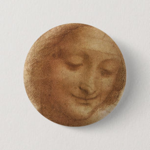 Badge Rond 5 Cm Portrait de sainte Anne, étude de Léonard de Vinci
