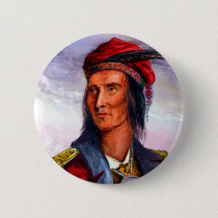 Badge Rond 5 Cm Portrait de Shawnee Chief Tecumseh