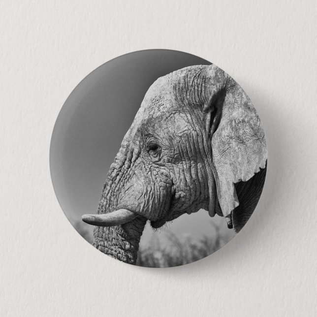 Badge Rond 5 Cm Portrait d'éléphant (Devant)