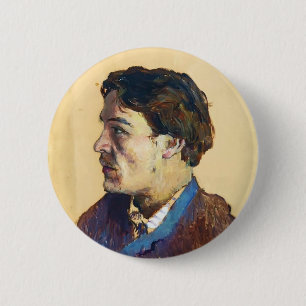 Badge Rond 5 Cm Portrait d'Isaac Levitan- d'auteur Anton Chekhov