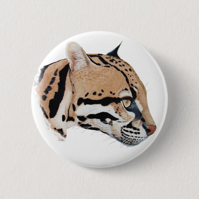 Badge Rond 5 Cm Portrait d'occelot (Devant)