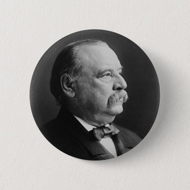 Badge Rond 5 Cm Portrait du Président Stephen Grover Cleveland (Devant)