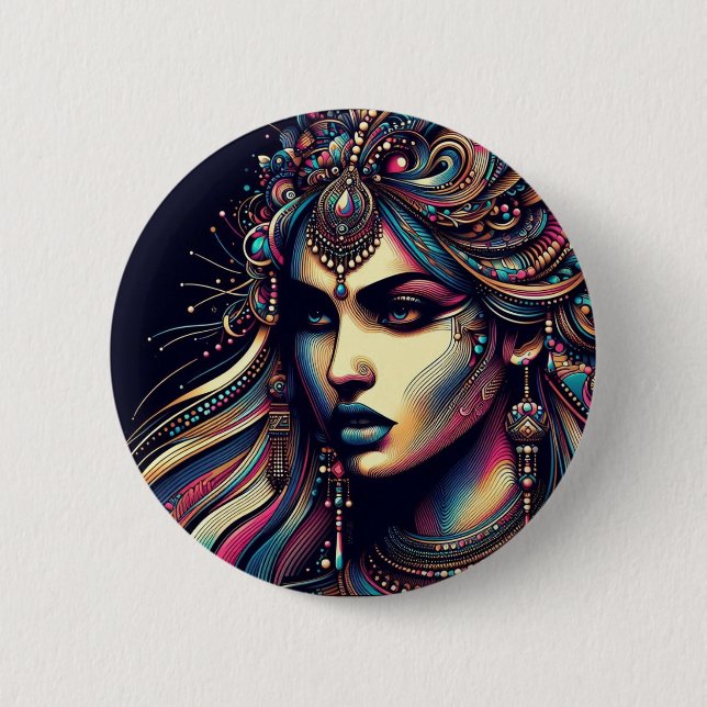 Badge Rond 5 Cm "Portrait esthétique vif" (Devant)